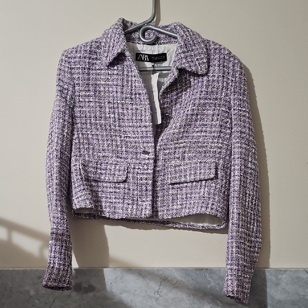 Zara Women's Lavender Tweed Blazer